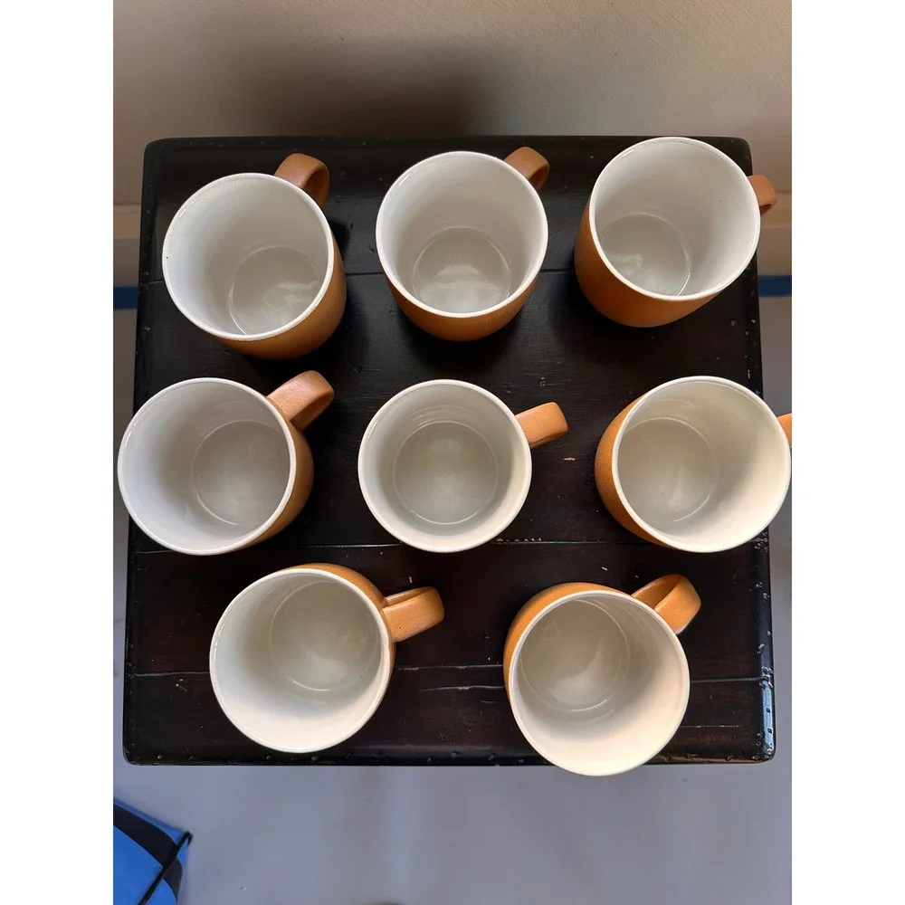 West Elm Kaloh Stoneware Mug Collection Aaron Probyn Set of 8 Ocher Coffee Cups